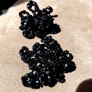 Blk Jet Loaded Cluster clip Earring- Hand made beautiful glimmer new🌸